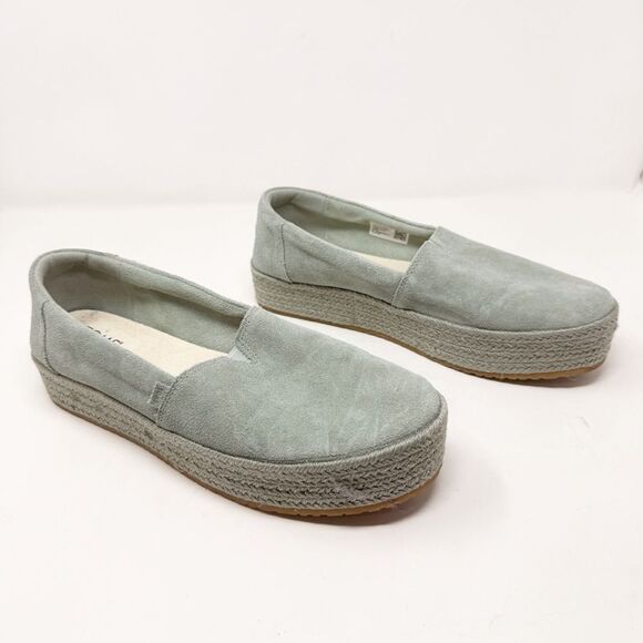 Tom’s Platform Suede Teal Size 12 Woman’s Slip On Shoes espadrilles - Picture 1 of 8